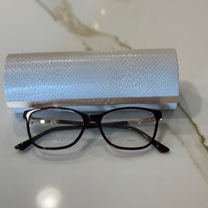 Jimmy Choo Burgundy Glasses with Textured White Case
